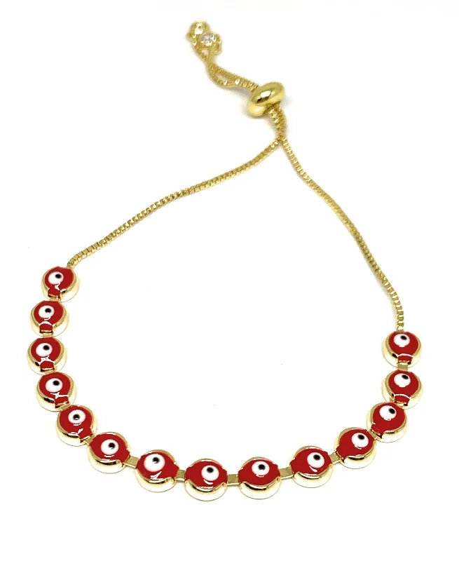 Gold Plated Evil Eye RED Bracelet 8-10 inch