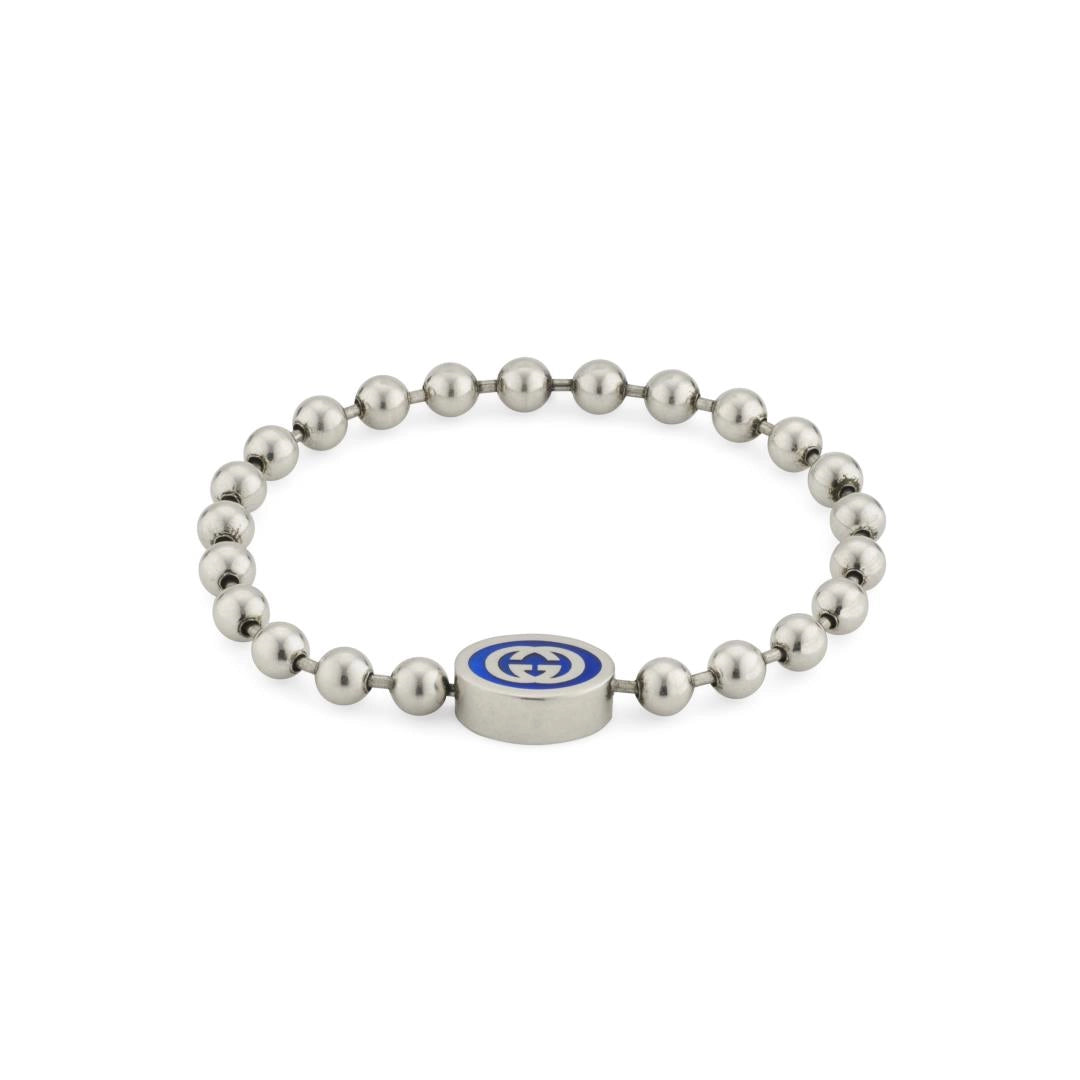 Gucci Sterling Silver Blue Imperial Enamel Boule Bracelet