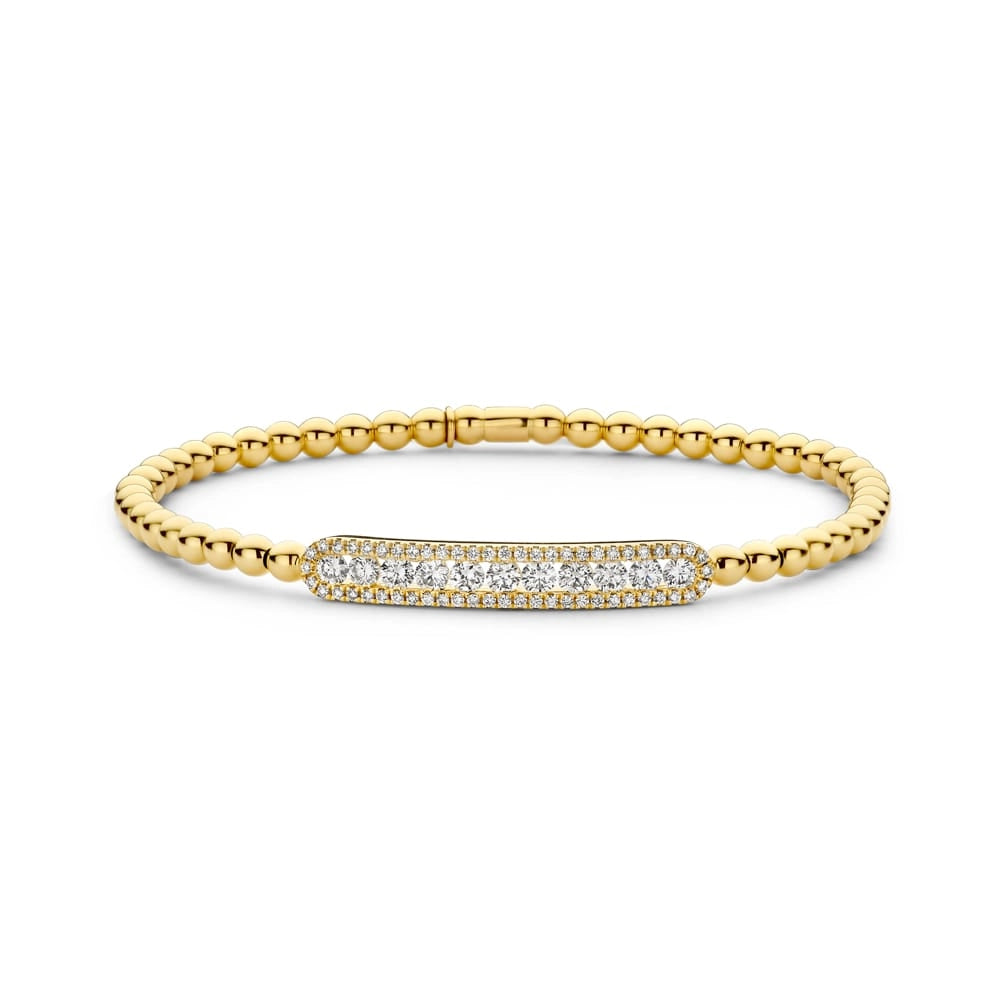 Hulchi Belluni 18K Yellow Gold Beaded Stretch Bracelet with Diamond Section