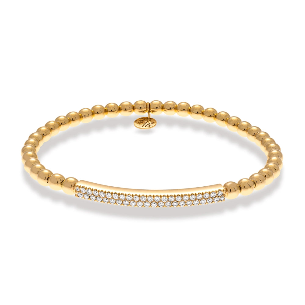 Hulchi Belluni 18K Yellow Gold Diamond Bar Tresore Stretch Bracelet