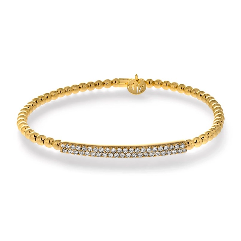 Hulchi Belluni 18K Yellow Gold Diamond Bar Tresore Stretch Bracelet