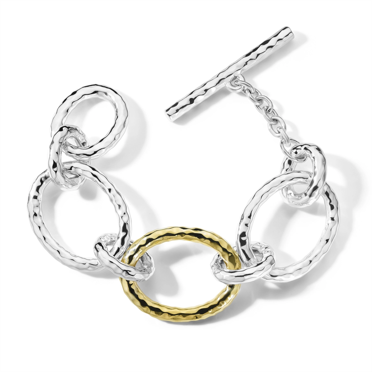 Ippolita Silver and 18K Gold Chimera Classico Large Link Toggle Bracelet