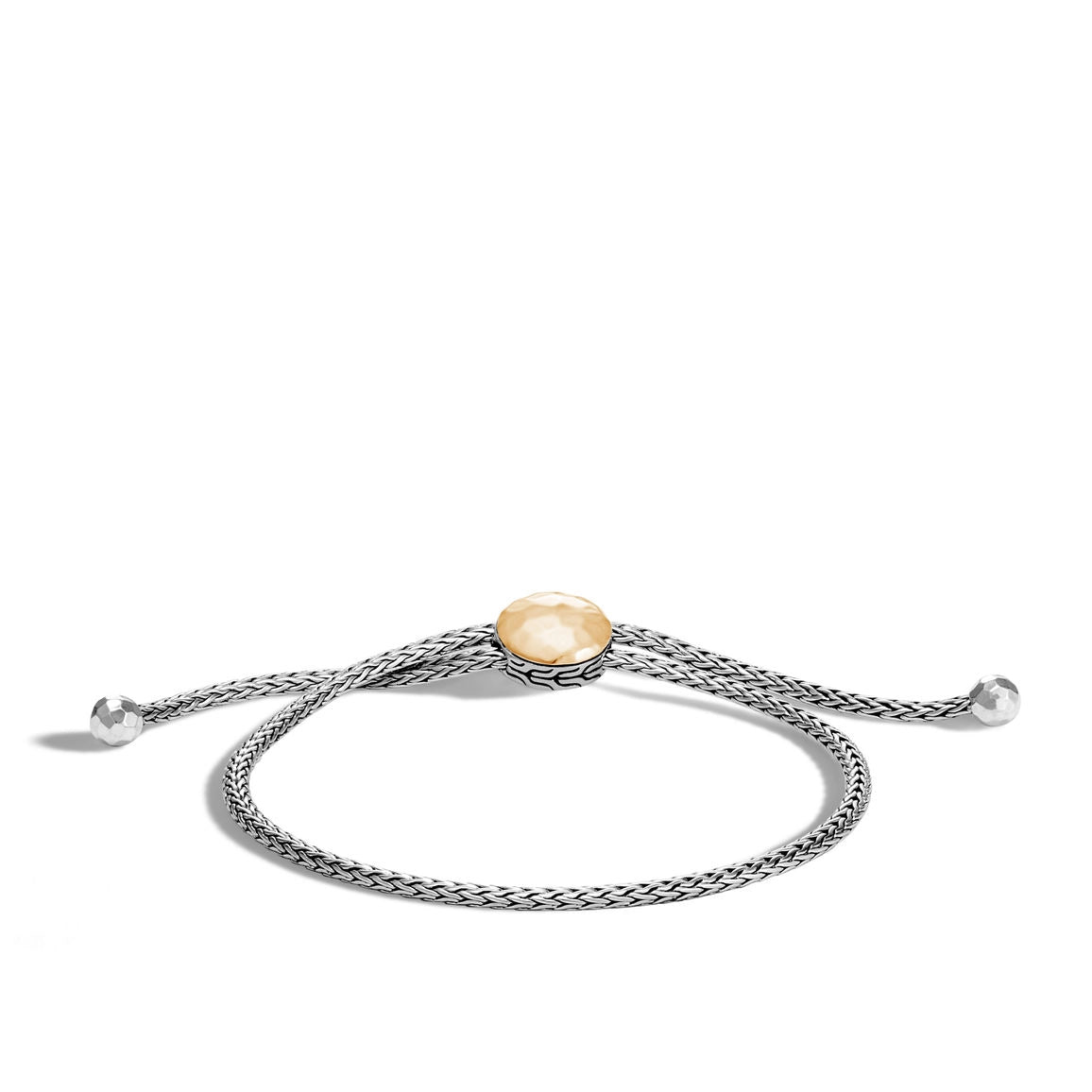 John Hardy Classic Chain Silver & 18K Gold Hammered Adjustable Bracelet