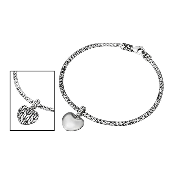 John Hardy Classic Chain Sterling Silver Heart Charm Bracelet