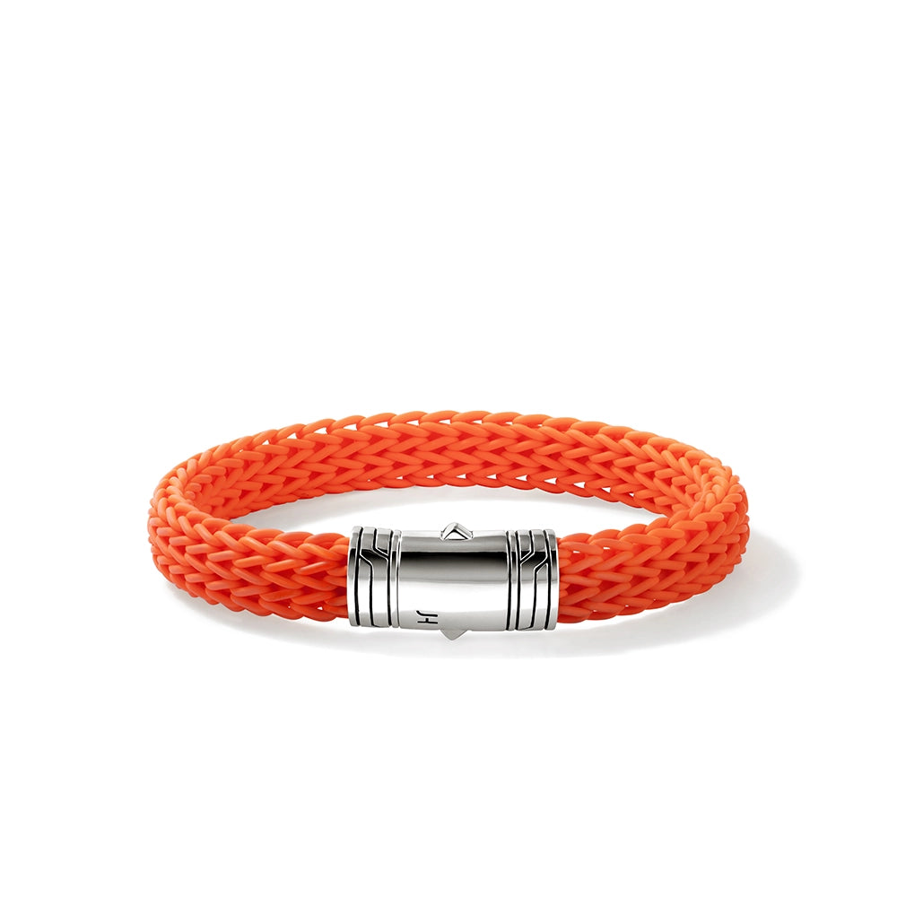 John Hardy Silver 10mm Orange Rubber Bracelet