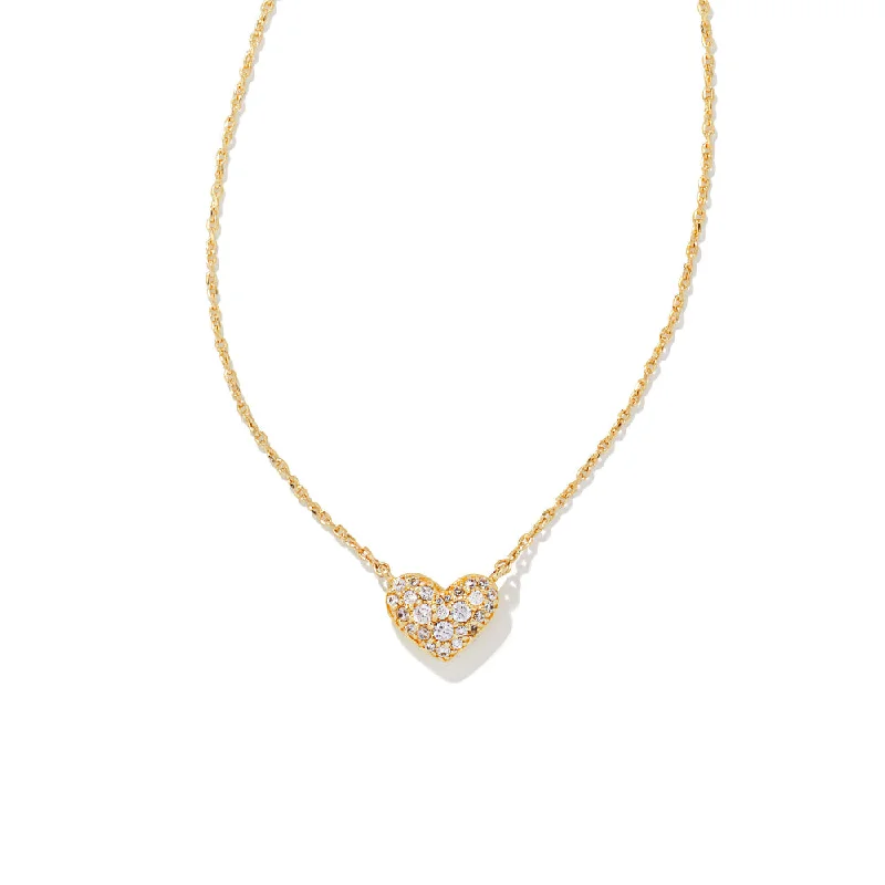 Kendra Scott Ari Pave Heart Necklace in White Cubic Zirconia