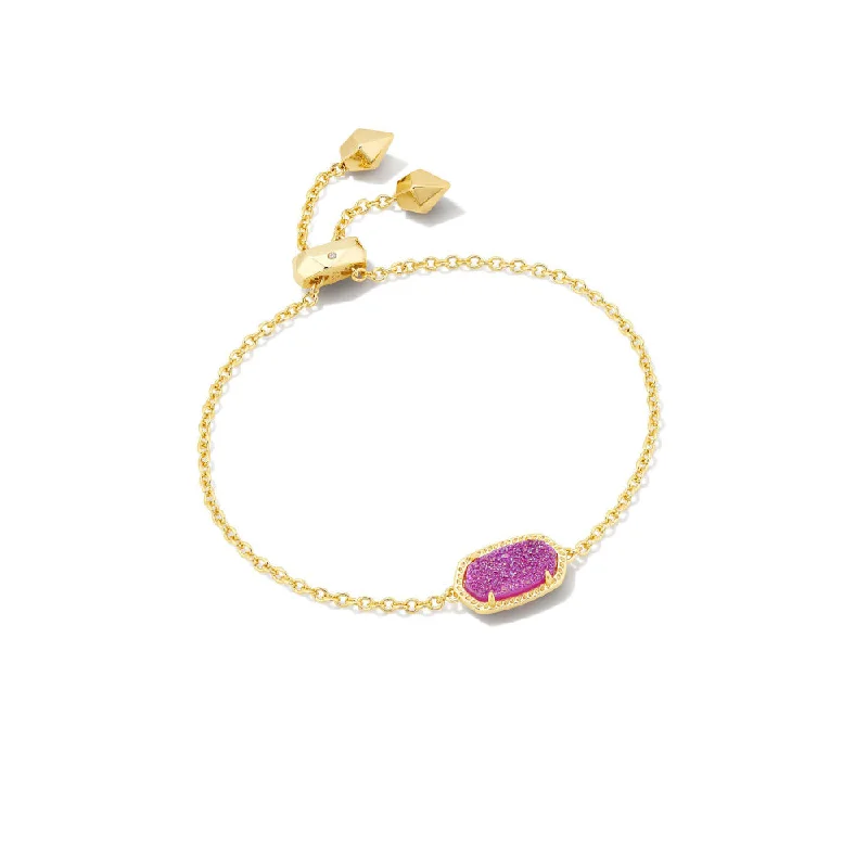 Kendra Scott Elaina Gold Delicate Adjustable Chain Bracelet in Mulberry Drusy