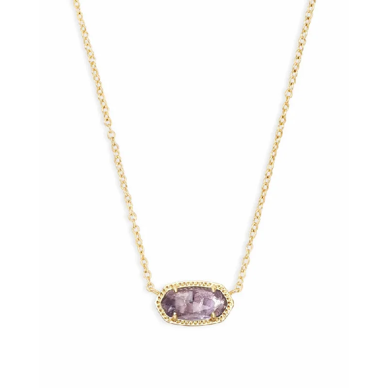 Kendra Scott Elisa Gold Short Pendant Necklace in Purple Amethyst