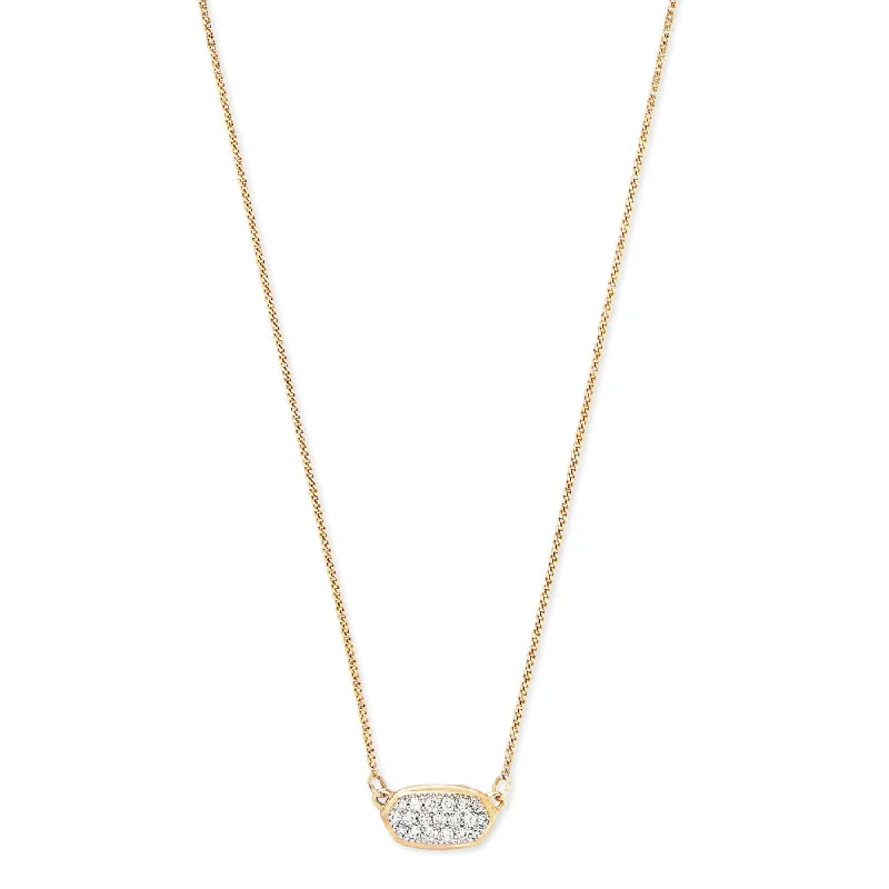 Kendra Scott Lisa 14k Gold Pendant Necklace in Pave White Diamond