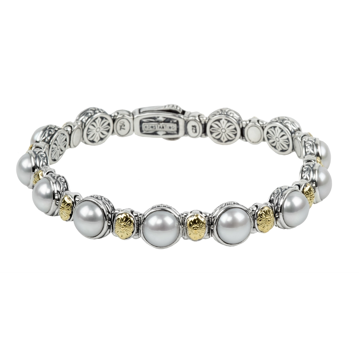 Konstantino Hestia Silver and 18K Gold Pearl Bracelet