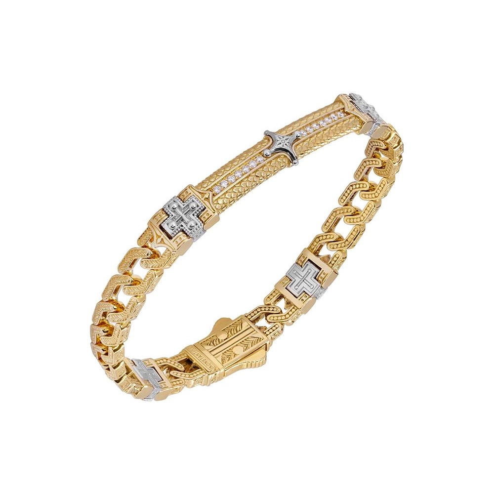 Konstantino Mens Kavafi 18K Yellow Gold Diamond Link Bracelet