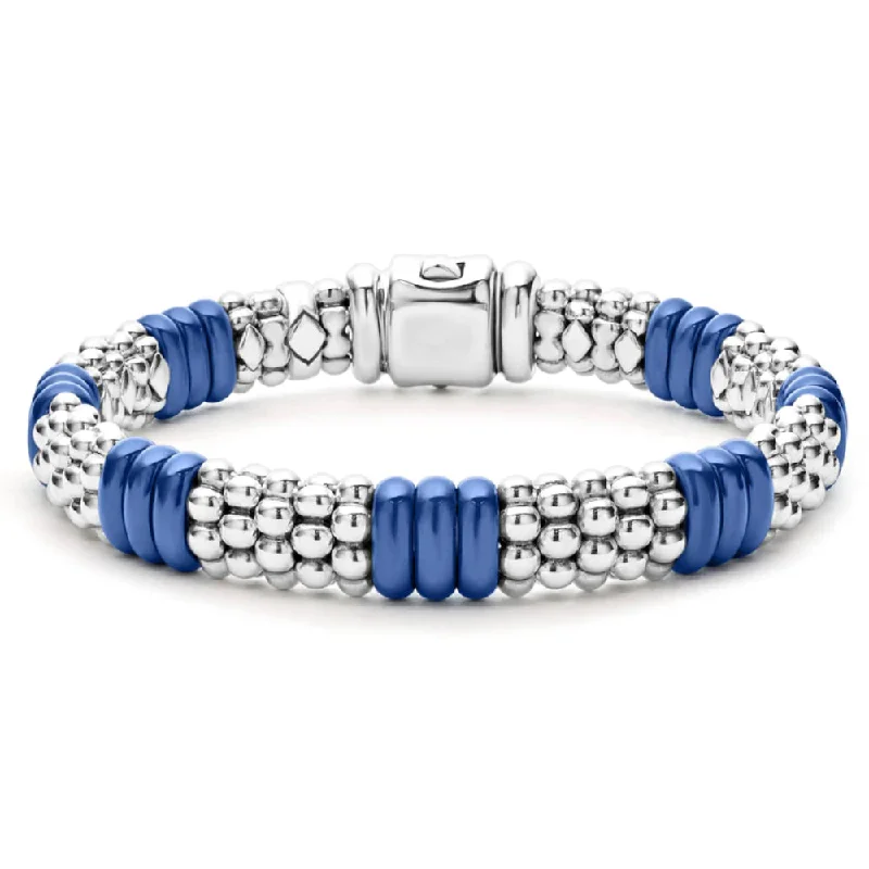 Lagos Blue Caviar Ceramic Caviar Beaded Bracelet, 9mm