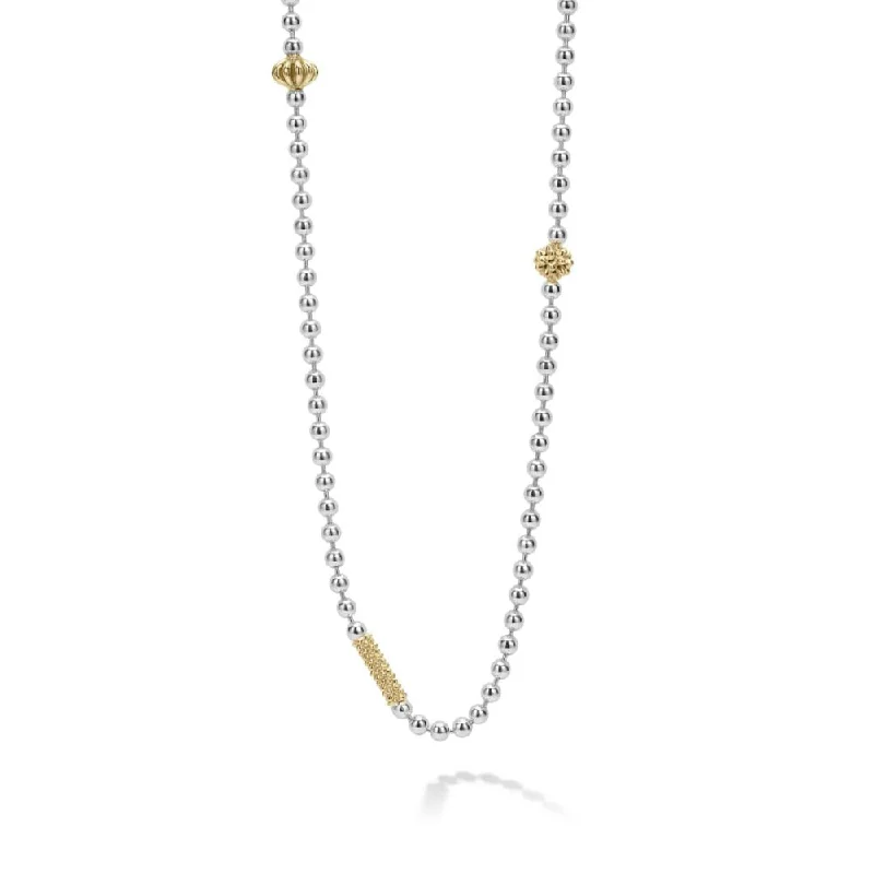 Lagos Caviar Icon Two Tone Beaded Necklace