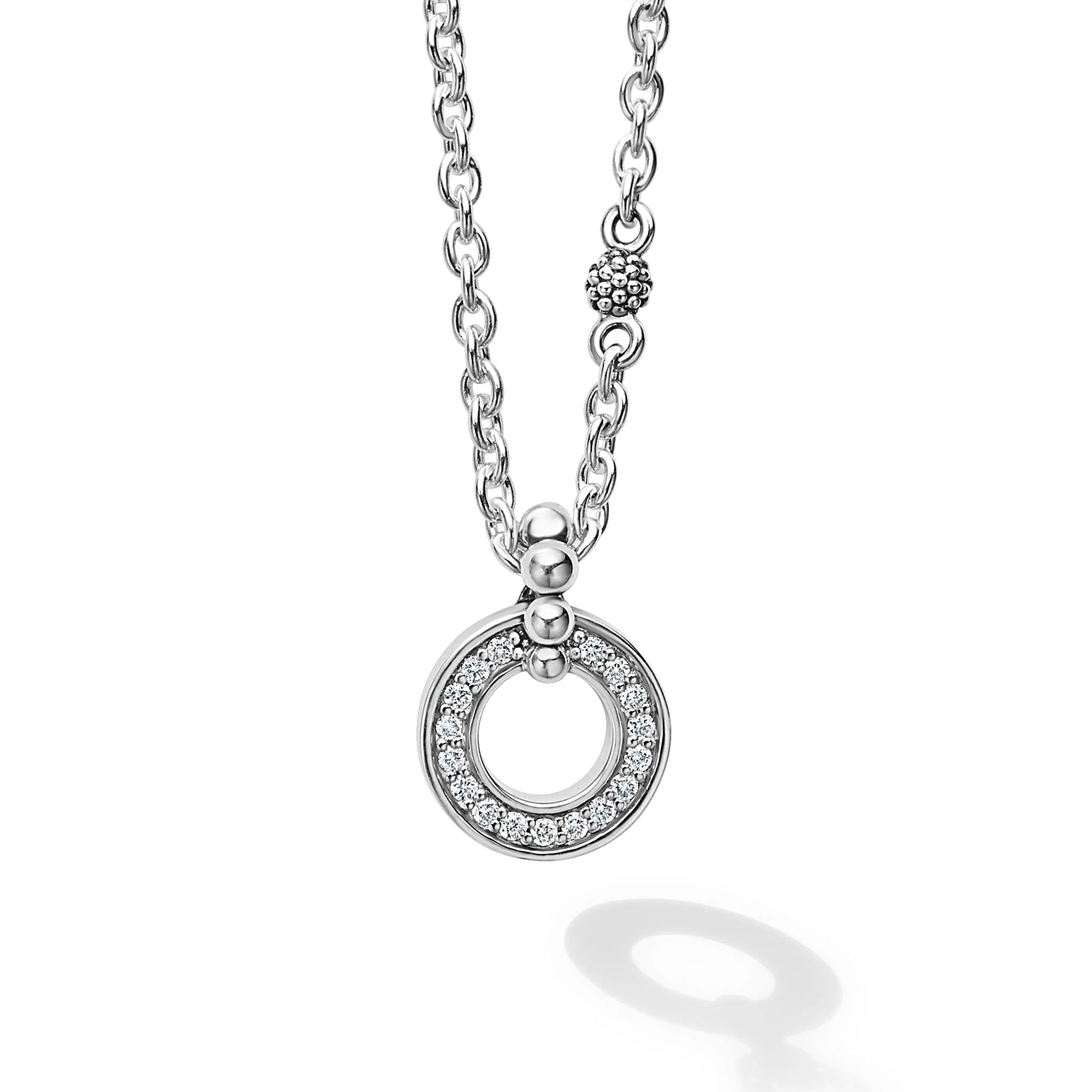 Lagos Caviar Spark Diamond Circle Pendant Necklace