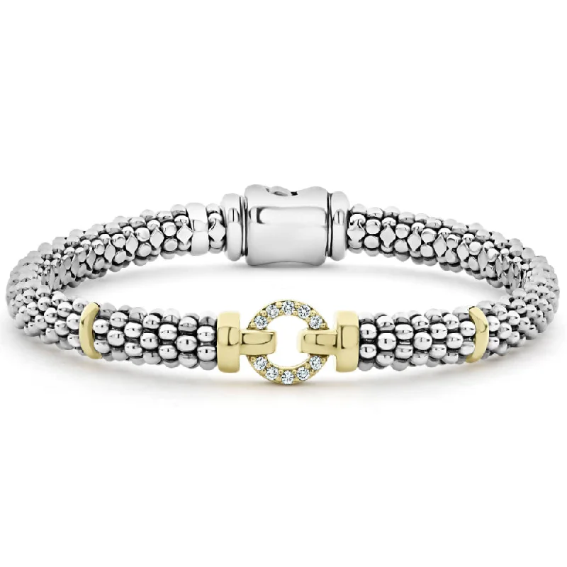 Lagos Enso Two-Tone Diamond Circle Caviar Bracelet