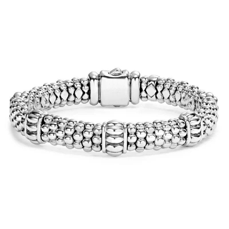 Lagos Signature Caviar Fluted Beaded Bracelet, 9mm