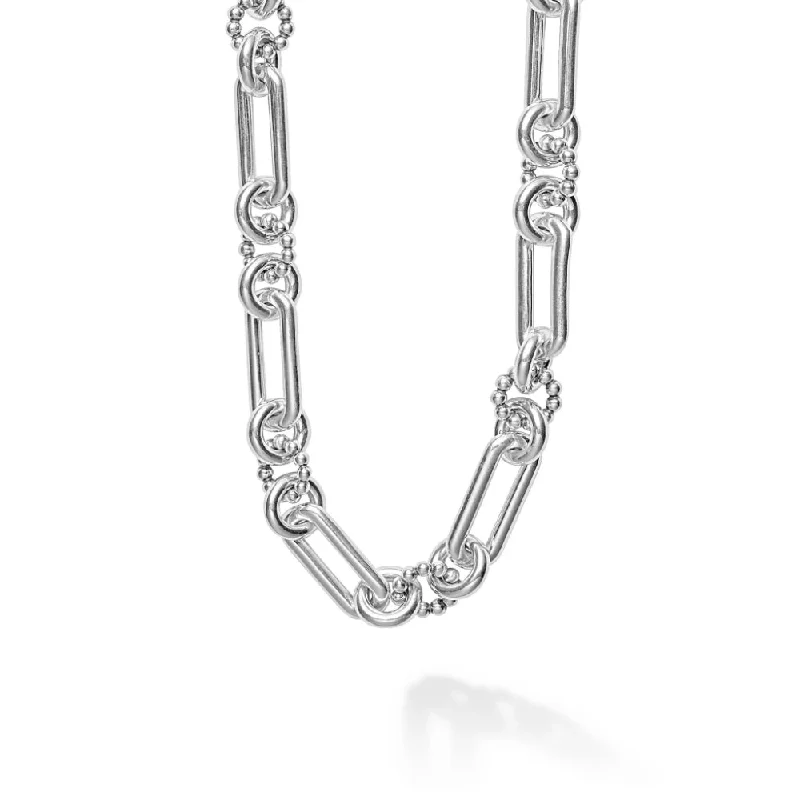 Lagos Signature Caviar Silver Link Necklace