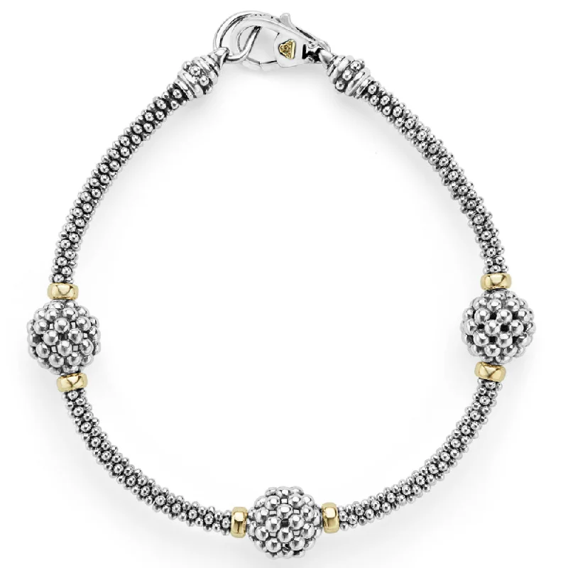 Lagos Signature Caviar Three Station Beaded Bracelet