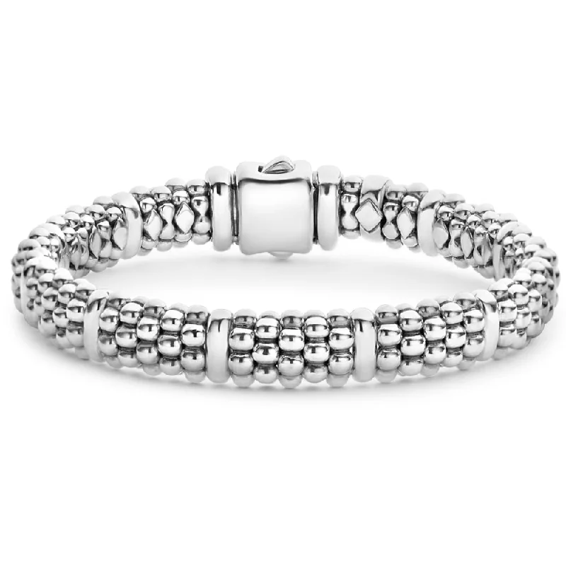 Lagos Signature Silver Station Caviar Bracelet