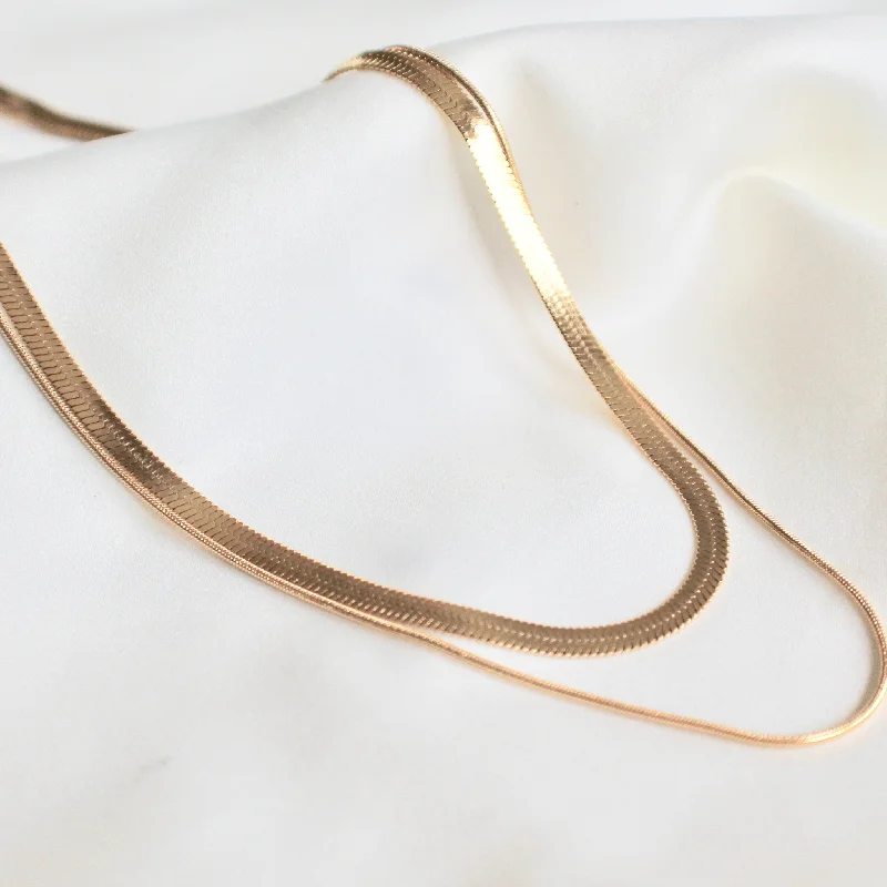 Layered herringbone chain necklace