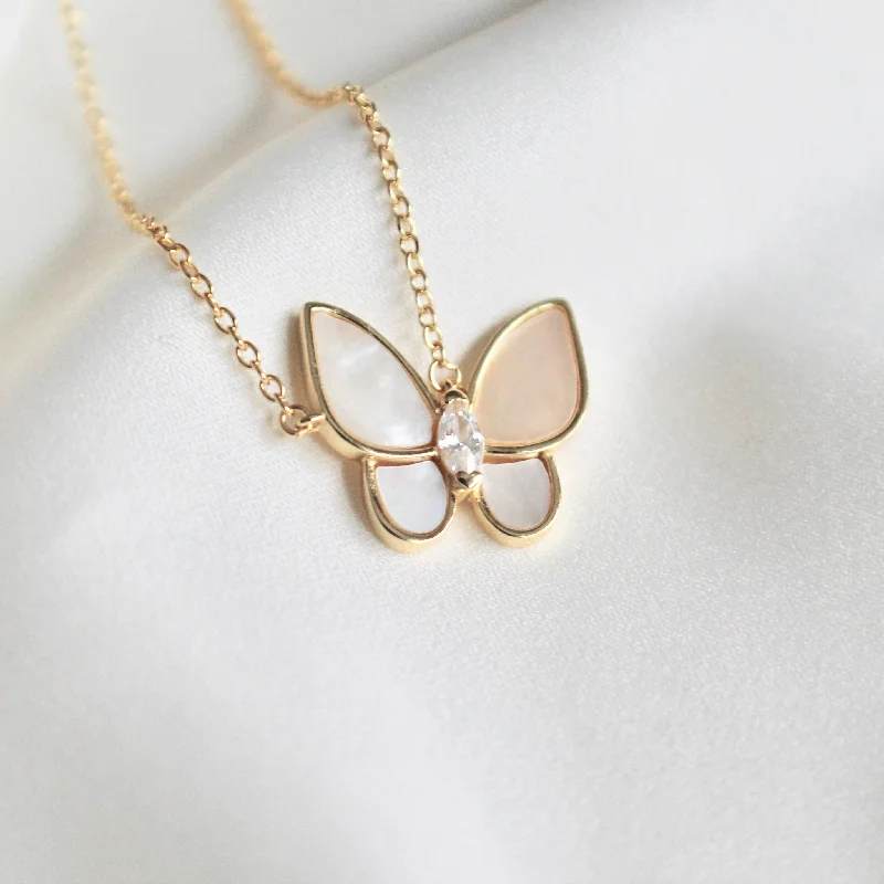 Mother of pearl butterfly necklace