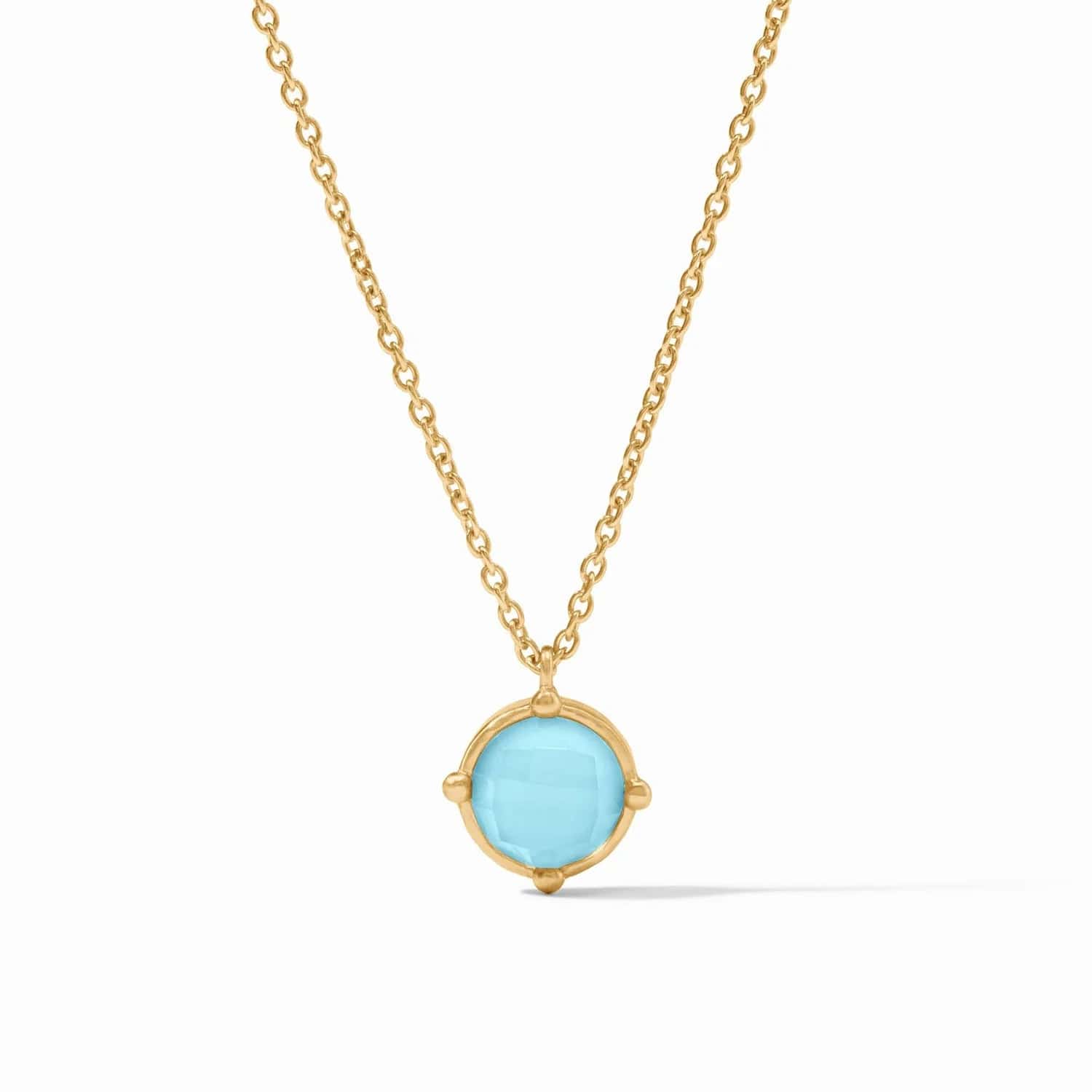 Iridescent Capri Blue Honeybee Solitaire Necklace