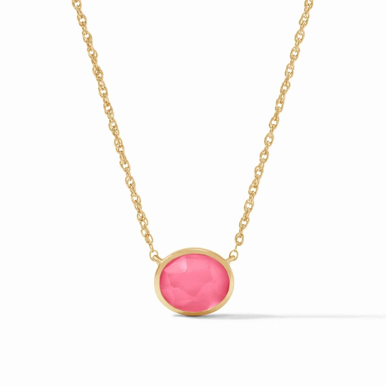 Iridescent Peony Pink Nassau Solitaire Necklace