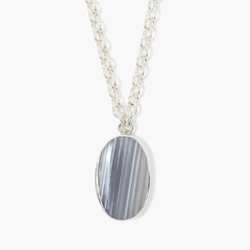 Sabella Chain Necklace Grey Agate