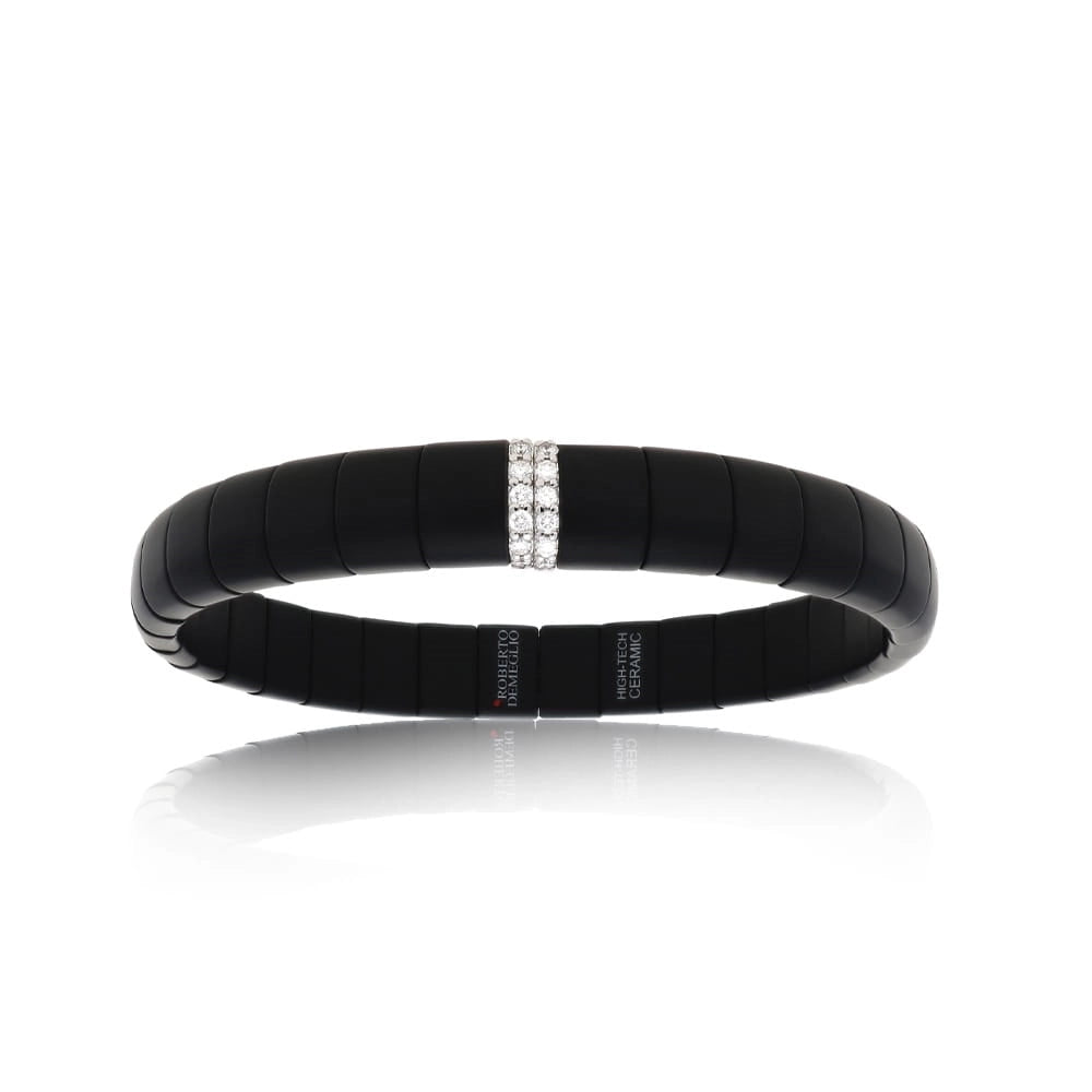 Roberto Demeglio Domino Black Matte Ceramic Bracelet with Diamonds