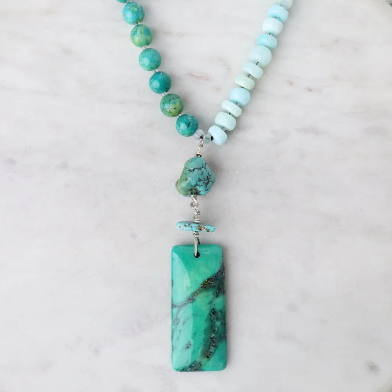 Peruvian Opal and Turquoise with Chrysocolla Necklace