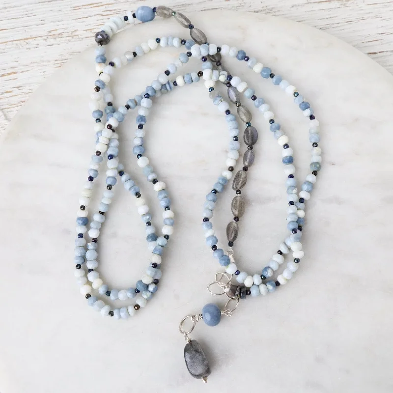 Blue Denim Opal and Labradorite Necklace