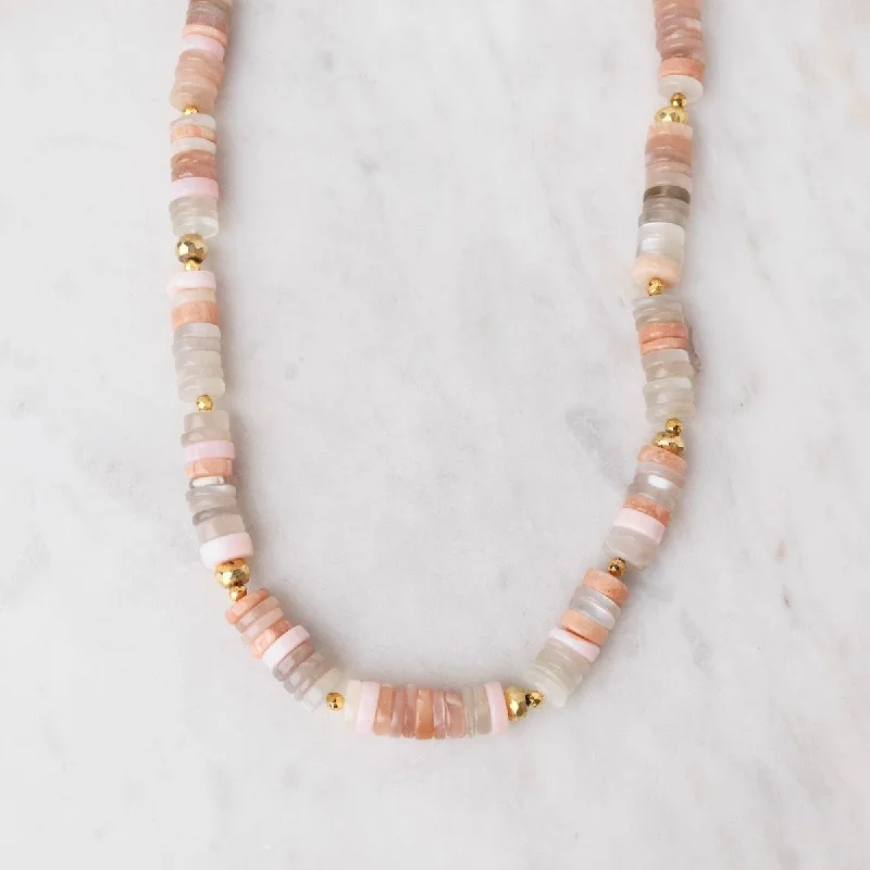 Pink Opal and Moonstone Necklace