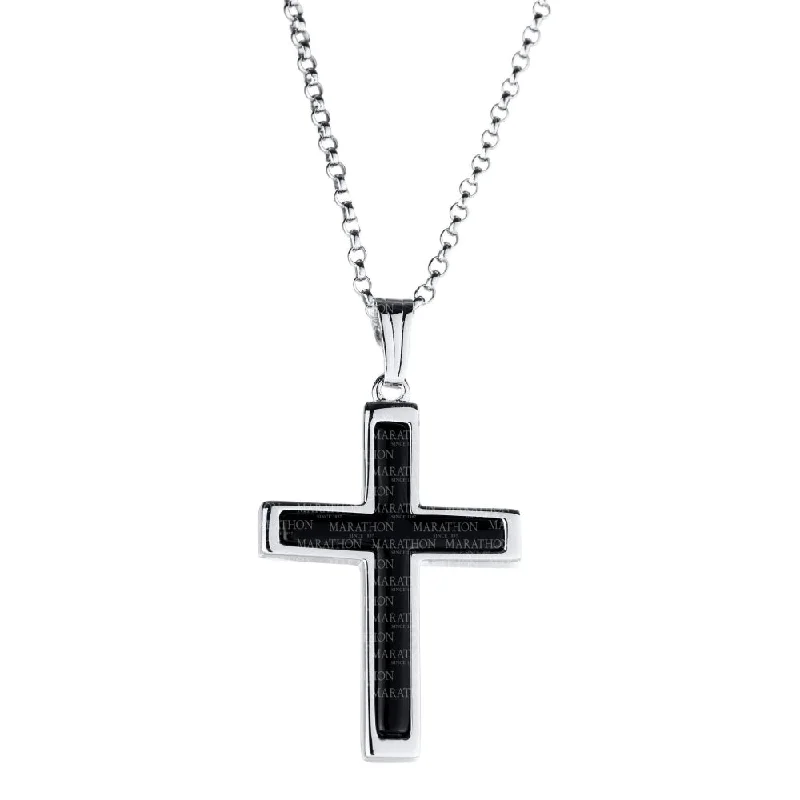 Sterling Silver & Onyx Cross Pendant Necklace