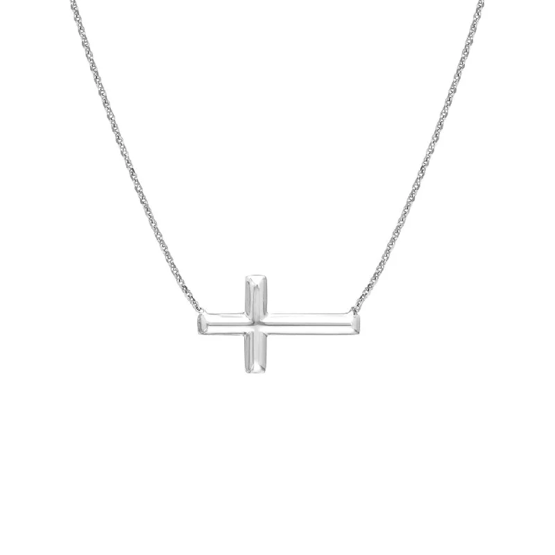 Sterling Silver Sideways Cross Necklace