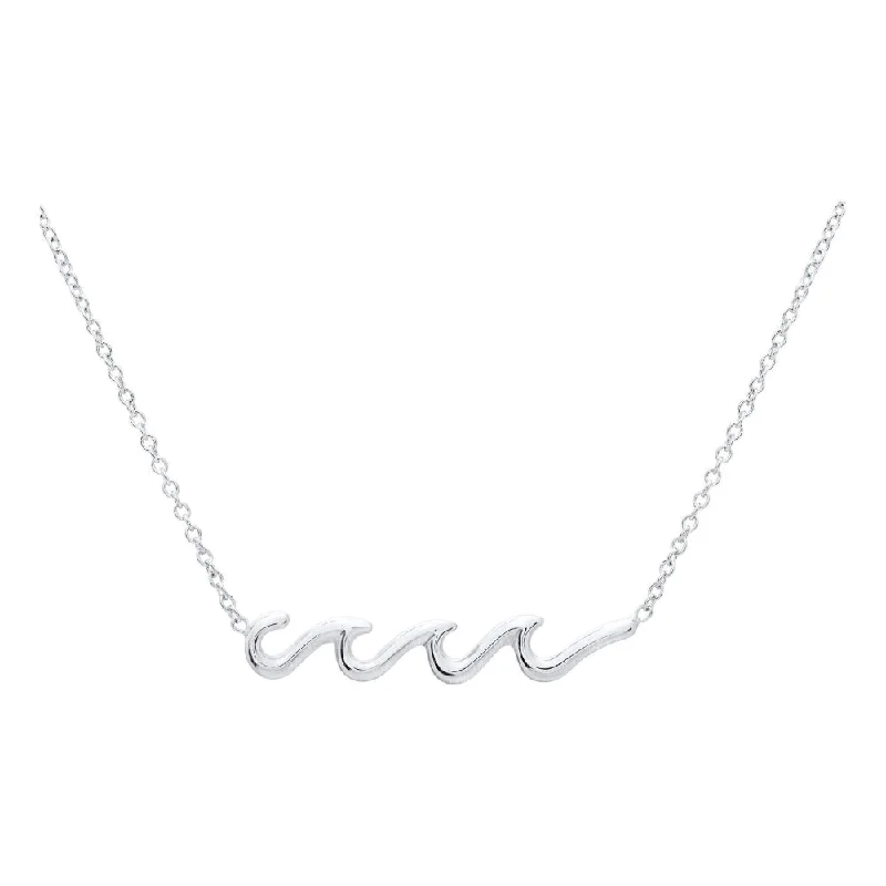 Sterling Silver Wave Bar Necklace 18"