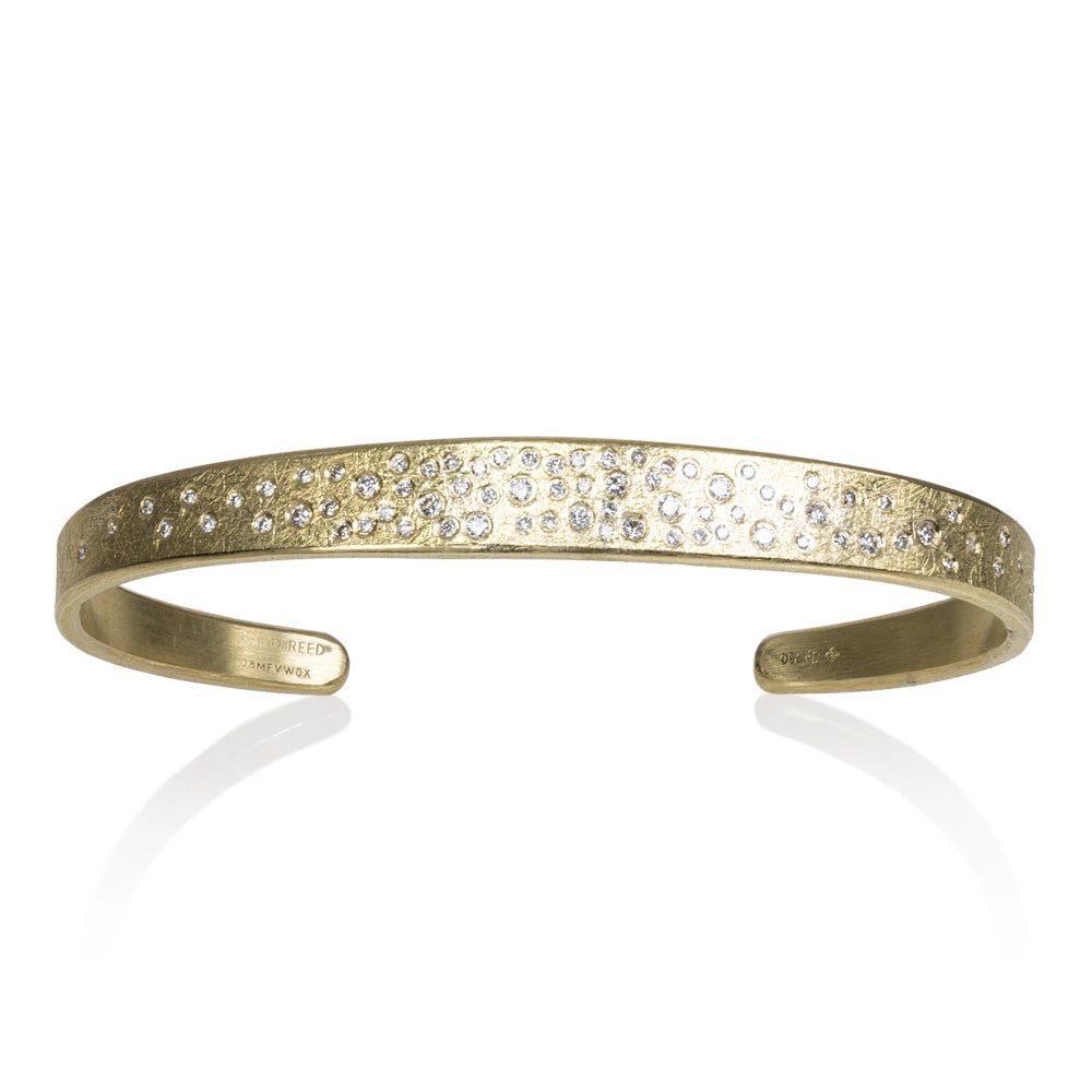 Todd Reed 18K Yellow Gold Scattered Diamond Thin Cuff Bracelet