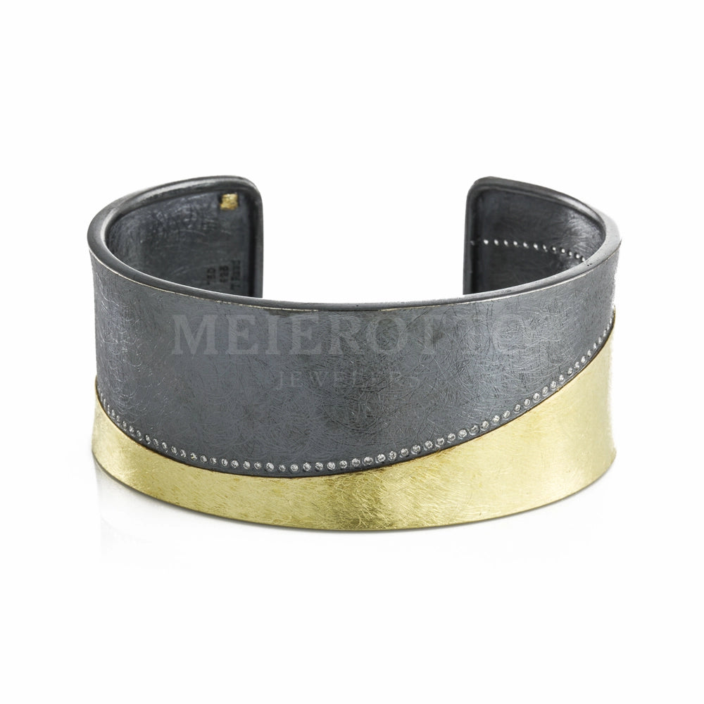 Todd Reed Patinated Silver & Gold Diamond Cuff Bracelet