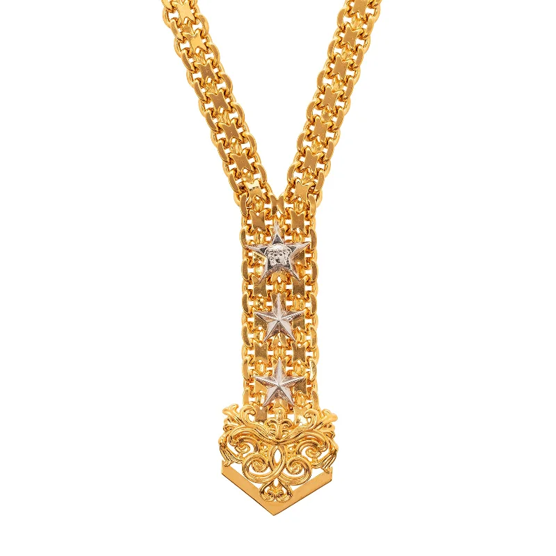 Versace Thick Link Medusa Star Necklace