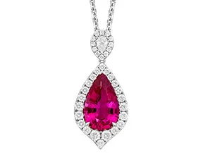 minimalist birthstone bangle 18K White Rubellite and Natural Diamond 17 inch Necklace