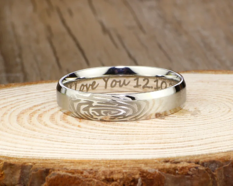 amethyst gemstone engagement ring Your Actual Finger Print Rings, Handmade Women RINGS - Matte Silver Titanium Rings 5mm amethyst gemstone engagement ring Your Actual Finger Print Rings, Handmade Women RINGS - Matte Silver Titanium Rings 5mm