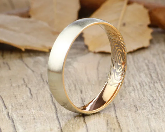 dainty gemstone drop earrings Your Actual Finger Print Rings, Handmade Women Dome RINGS - Two Tone Rose Gold Titanium Rings 5mm dainty gemstone drop earrings Your Actual Finger Print Rings, Handmade Women Dome RINGS - Two Tone Rose Gold Titanium Rings 5mm