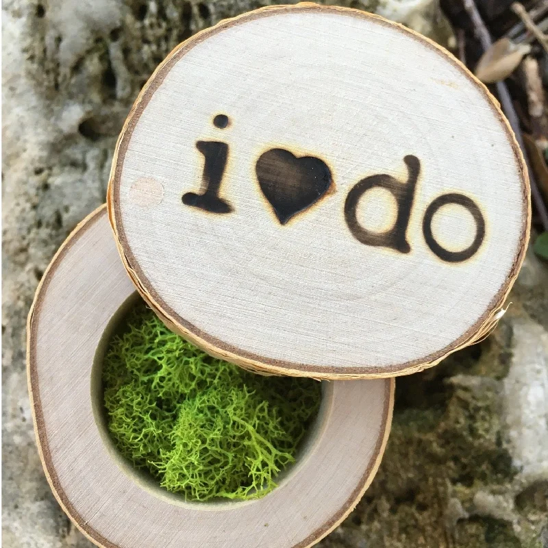 dainty ruby stacking rings Birch Wood Ring Box - 'I Do'