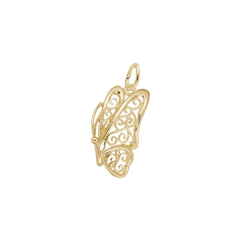 adjustable braided rope ring Filigree Butterfly Charm