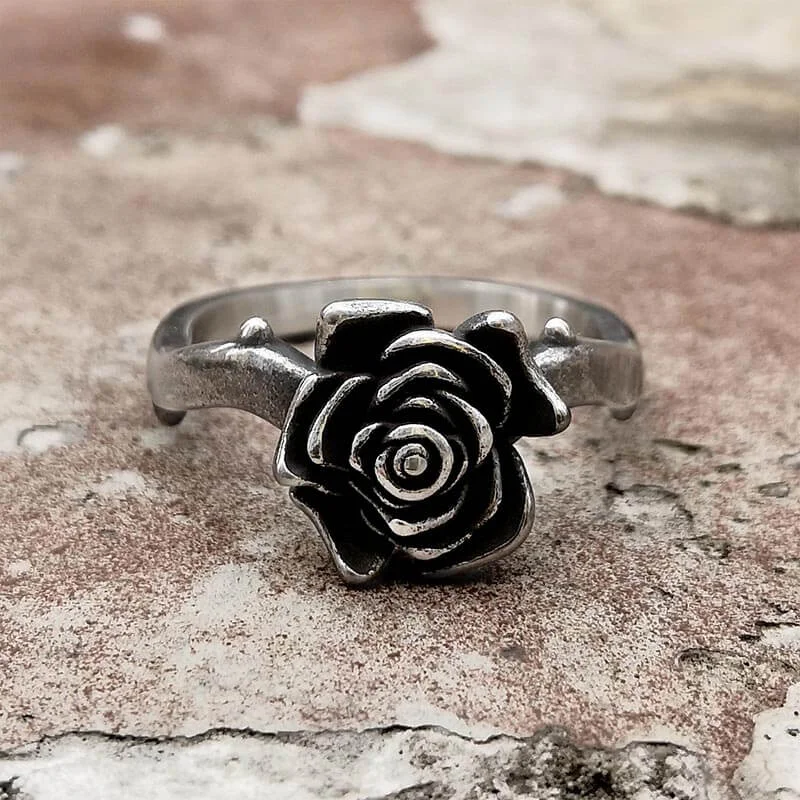simple turquoise stud earrings Vintage Rose Stainless Steel Gothic Ring
