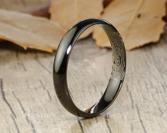 modern infinity signet ring Your Actual Finger Print Rings, PROMISE RING - Women Ring, Black Titanium Rings 4mm modern infinity signet ring Your Actual Finger Print Rings, PROMISE RING - Women Ring, Black Titanium Rings 4mm