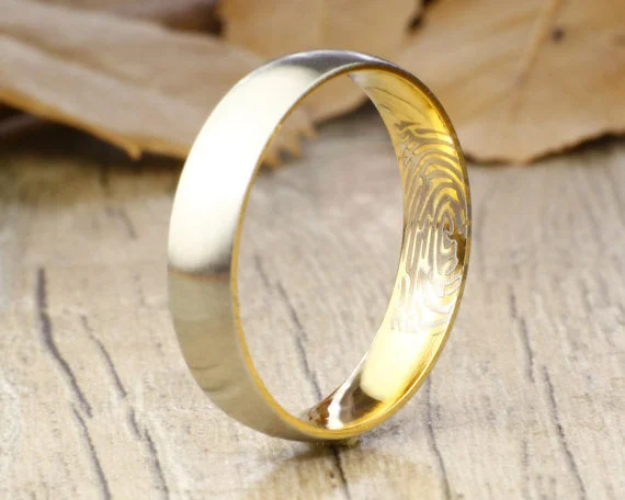 minimalist black pearl necklace Your Actual Finger Print Rings, Thumb Print Rings Women Ring, Personalized Matt Gold Wedding Titanium Ring 5mm
